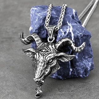 Viking Gothic Lucifer Satan Bullhead Pendant Colar Para Homem Vintage Personalidade Criativa Punk Animal Acessórios