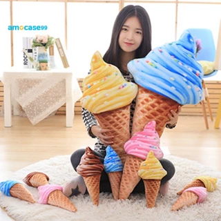 Amo _ Simulação 3D Sorvete De Pelúcia De Boneca Recheada Com Almofada Macia Sofá Decoração De Cama
