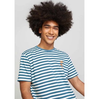 Camiseta Masculina Listrada Com Bordado Hering