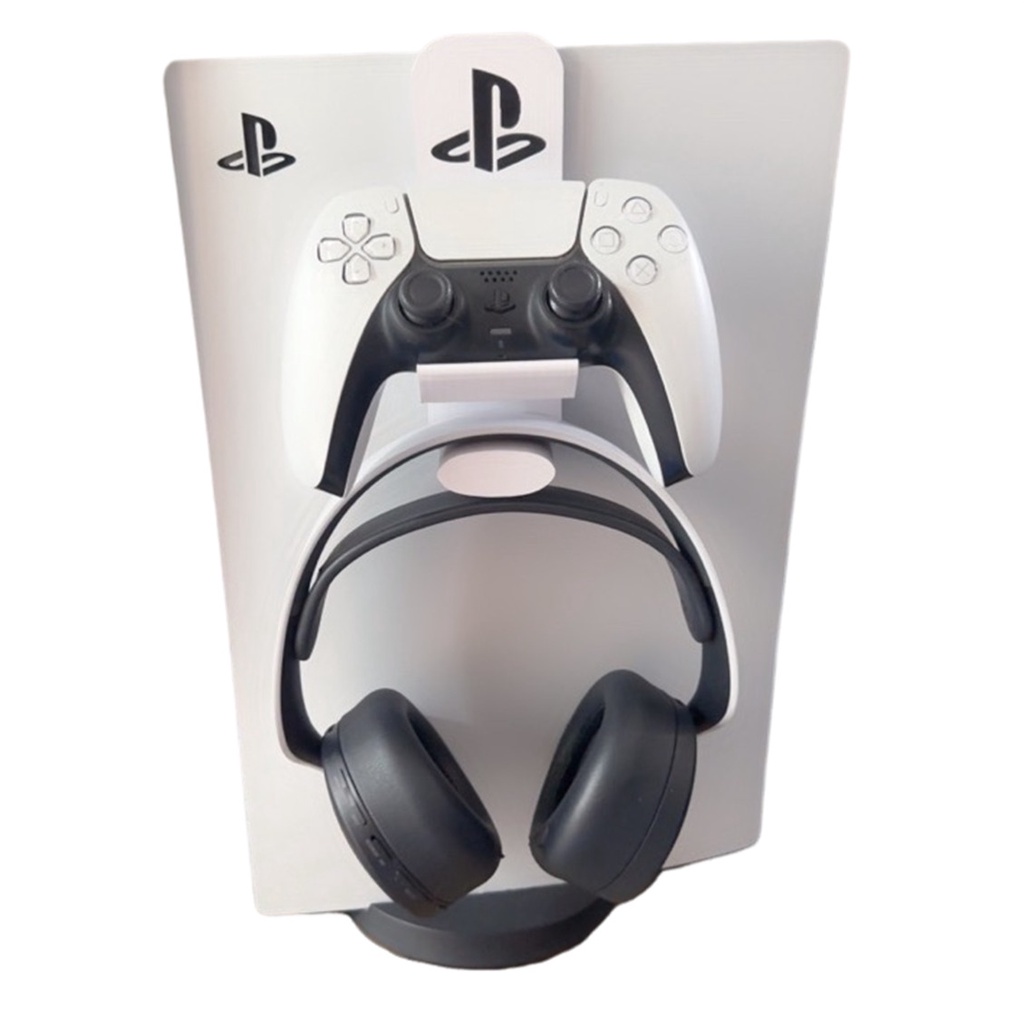 Suporte Controle e Fone Headset Playstation PS5 - Clipe - Fixa Lateral Console!