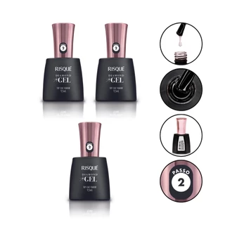Kit 3 Risqué Top Coat Fixador Diamond Gel Cremoso 9,5 Ml