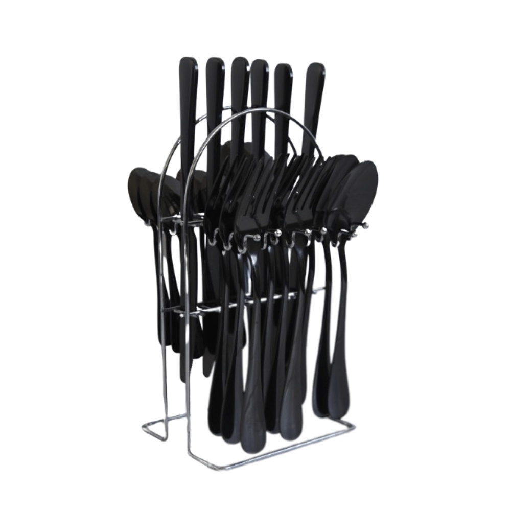 Kit Talheres Inox 25 Peças Inglaterra e Suporte Faqueiro presente