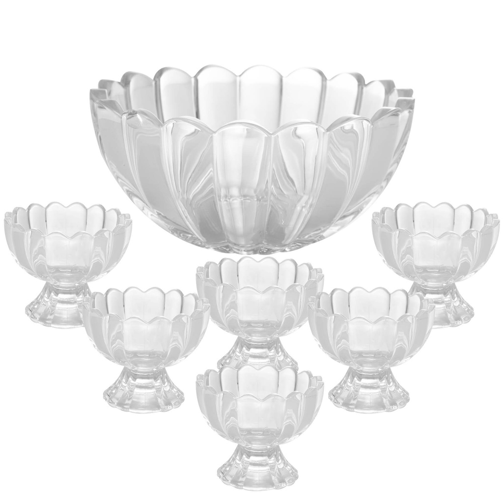 7 Peças Bowl com 6 Taças Wolff de Vidro Para Sobremesa