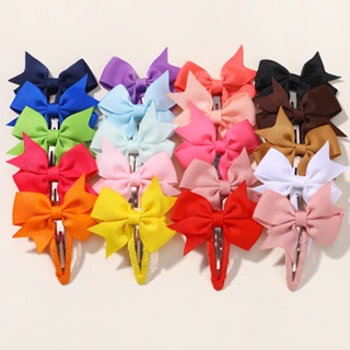 10Pcs/Lot Laços De Cor Sólida Cabelo Para Meninas Laço De Fita BB Clip Barrettes Bebês Bonitos Grampos Acessórios