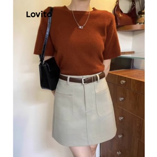 Lovito Saia Casual Com Bolso Liso Para Mulheres LNE42013