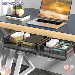Caixa De Armazenamento De Prateleira De Mesa AMWOO , Removível , Gaveta Inferior Invisível , Grande Capacidade em Oferta na Shopee