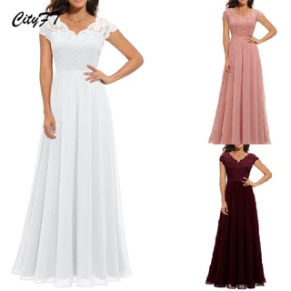 vestidos de festa feminino longo para casamento madrinha com renda civil evangélica branco