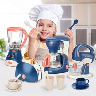 Mini Household Appliances Cozinha Brinquedos, fingir jogar conjunto com cafeteira liquidificador misturador e torradeira para crianças meninos meninas presentes