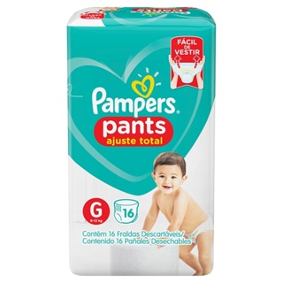Fralda Descartável Pampers Pants Ajuste Total Tamanho G - 8 Pacotes com 16 Fraldas - Total 128 Tiras