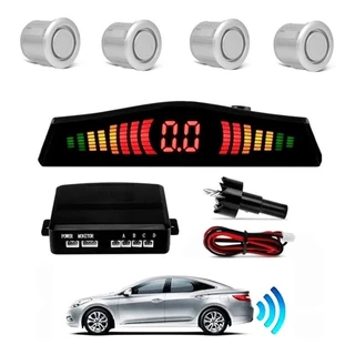 Sensor Re Estacionamento Prata 18mm Aviso Sonoro Display Led