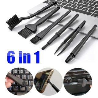 6 Em 1 Limpadores Portáteis De Computador/Kit De Escova De Teclado Anti-Estático/Limpeza De Interface De Laptop Telefônico/Ferramentas Doméstica/Conjunto De Escovas Preta