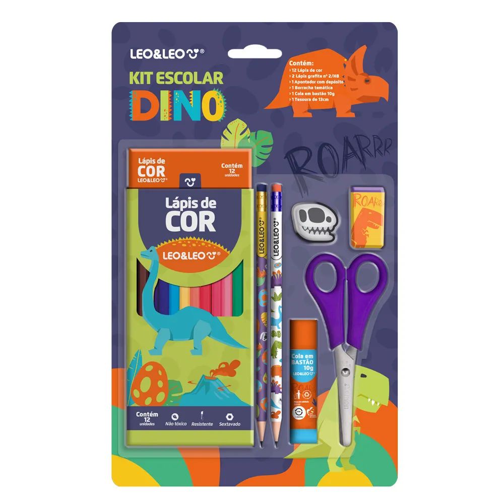 Kit Escolar Dino Leo e Leo | Shopee Brasil