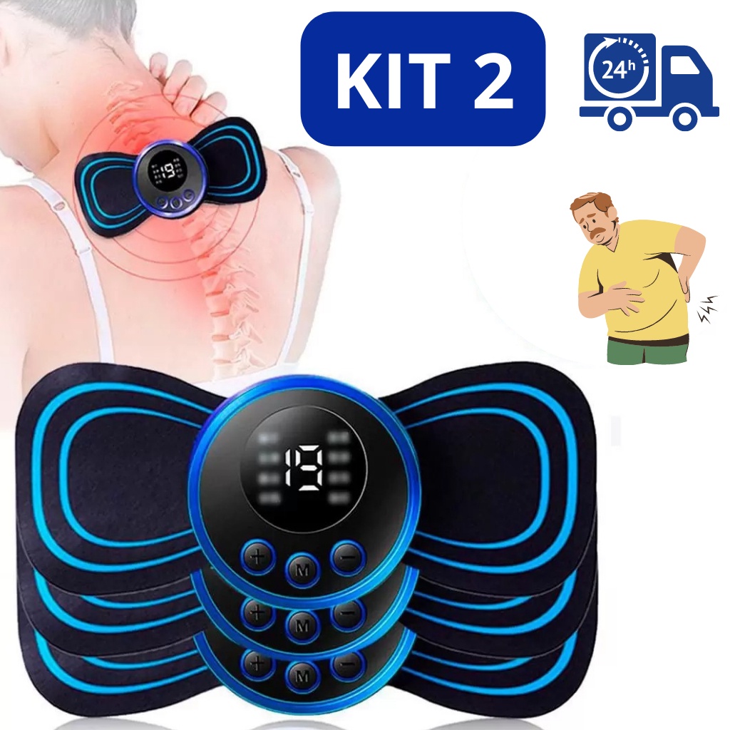 KIT 2 Mini Massageador EMS Estimulador Elétrico De Pescoço Portátil Para Alívio Da Dor Muscular Cervical