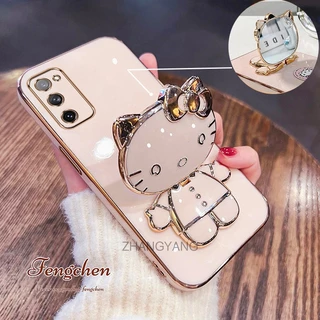 Caixa De Silicone Samsung S20 FE S20 ULTRA S20 PLUS S20 TPU Capa Macia 3D Cute Cat Bracket Phone Case Anti-Gotas Câmera Cobertura Total