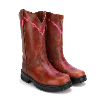Bota Botina Texana Feminina Marrom Cano Longo Country