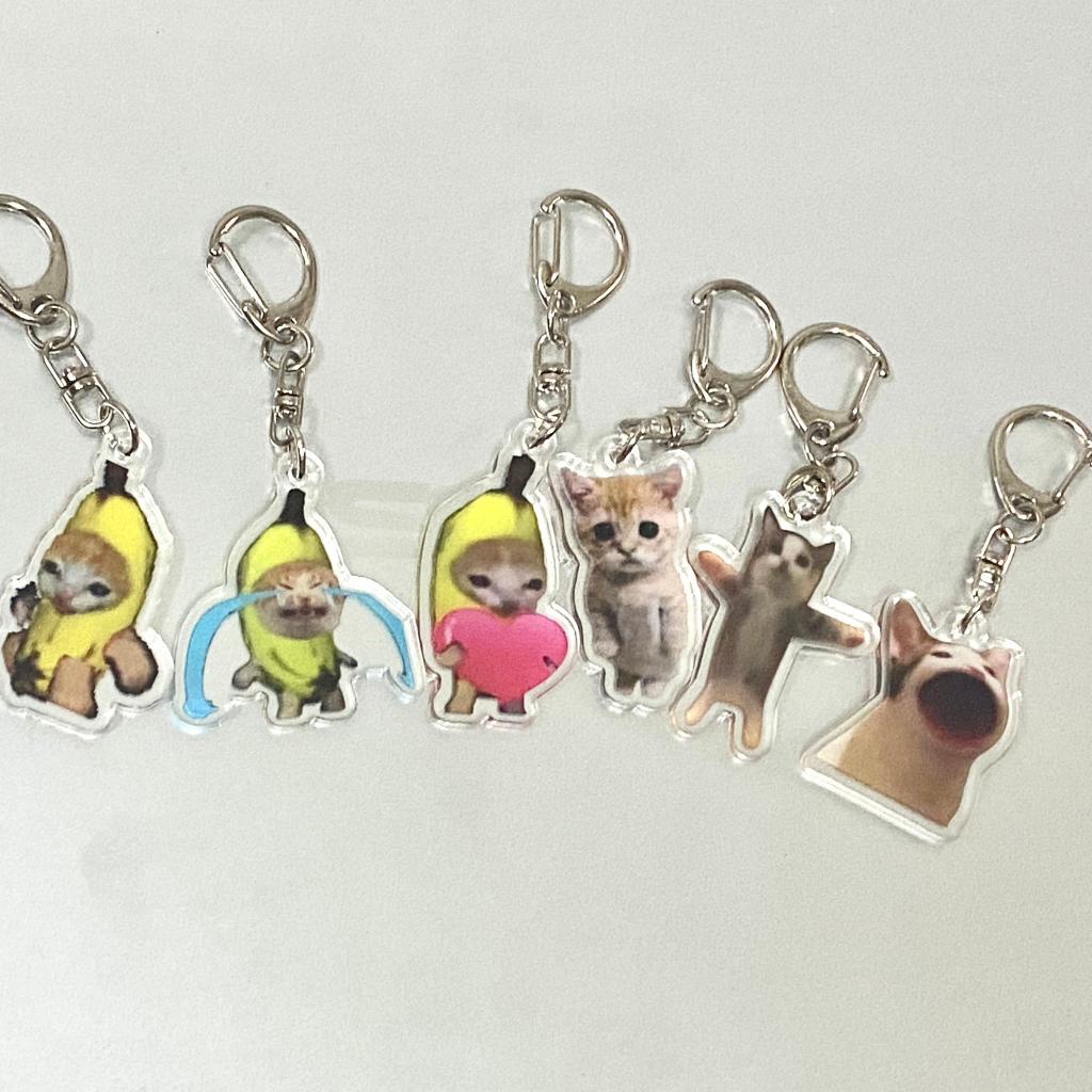 Chaveiro Cute Crying Banana Cat Happy Banana Cat Pendant Keychain