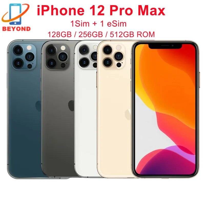 Genuíno Apple iPhone 12 Pro Max 128GB 256GB 512GB ROM Original 6,7 " Retina OLED RAM 6GB A14 Bionic Face ID NFC Desbloqueado 5G Celular-GoodLuckGift