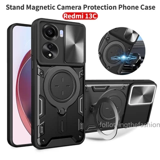 Capa Para Redmi 13C 4G Xiaomi 13 C 2023 Armadura Carro Magnético Com Suporte De Anel Proteção Da Lente Câmera Capa Traseira À Prova De Choque Anti Impacto Capinha Phone Case