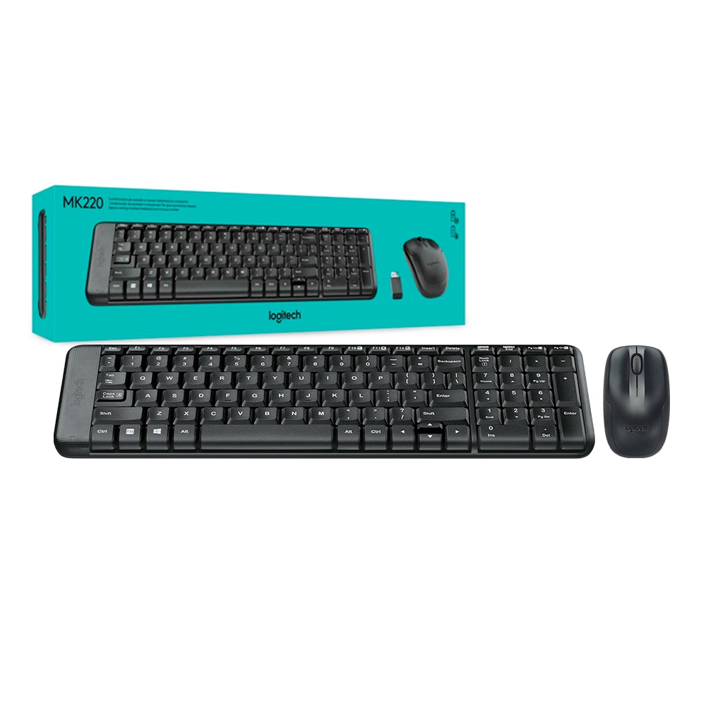 Kit Teclado e Mouse Logitech MK220 Sem Fio USB ABNT2