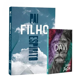 Kit Bíblia | RC | Letra Gigante|Pai, Filho e Espírito + Devocional Tesouros de Davi| Sagrada Jornada
