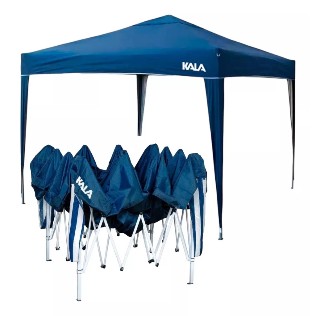 Tenda Praia Sanfonada Gazebo Dobrável 3x3 Articulado - Kala Cor Azul