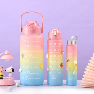 Kit da Garrafa de Água Squeeze Motivacional Com Adesivos 300ML+900ML+2000ML