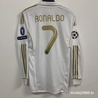 111-12 Real-Madrid RONALDO KAKA OZIL Alta Qualidade T-shirt De Manga Longa Personalizado Para Casa Retro Futebol Camisas G2NF K7G7