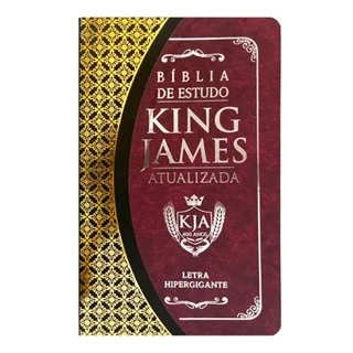 Bíblia de Estudo KJA | King James Atualizada | Letra Hipergigante | Capa PU | Vinho e Preto