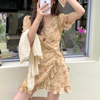 Lovito Vestido Casual Ditsy Floral Com Babados Na Bainha Para Mulheres LNA40078
