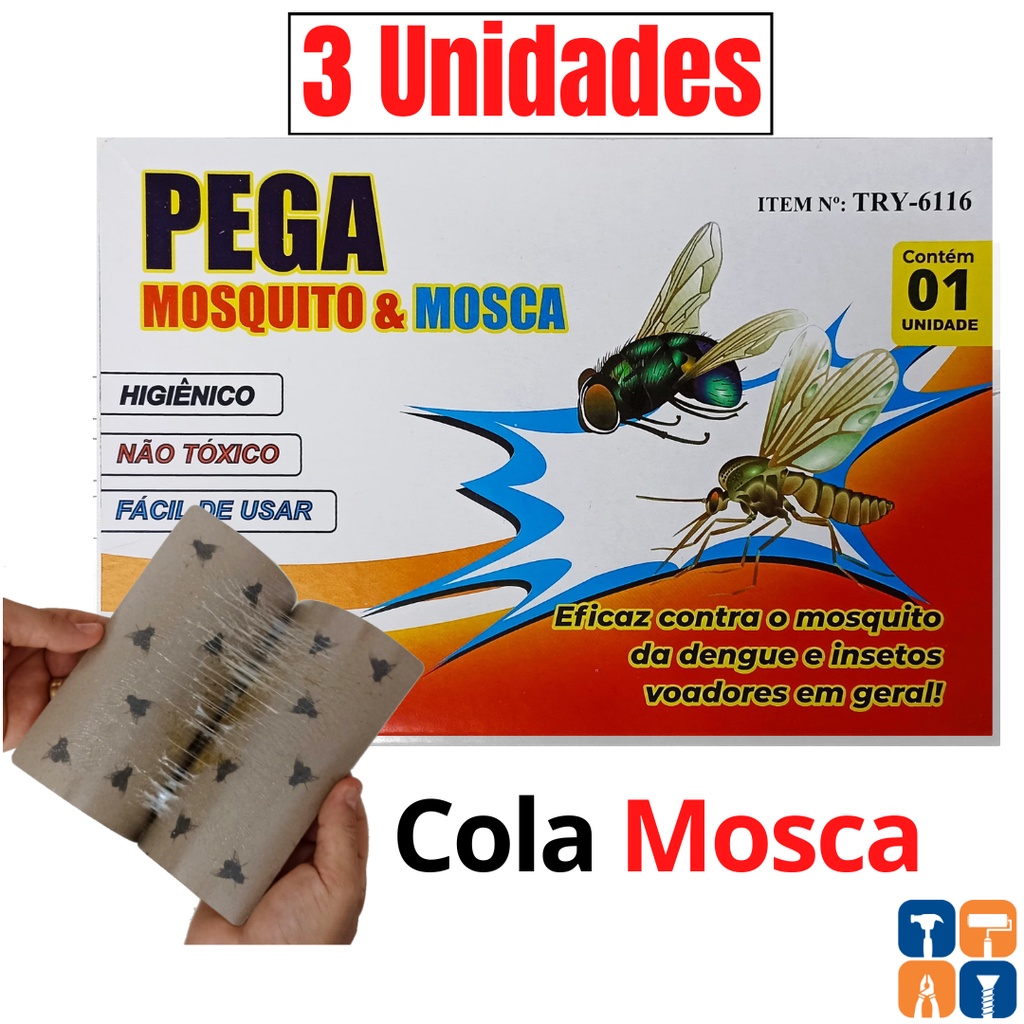 Mata Mosquito Cola Pernilongo Kit 3 Armadilha Adesivo pega Mosca Muriçoca