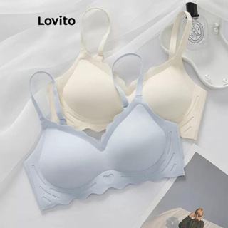 Lovito Sutiã Sexy Liso Geométrico Com Alça Ajustável Para Mulheres LNE42396