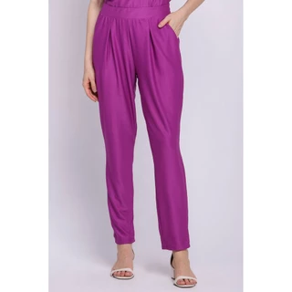 Calça Feminina Malha Collection Reta Com Prega No Cós Polo Wear Roxo Medio
