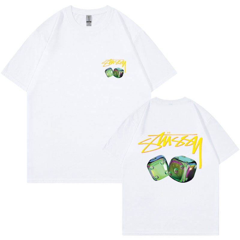 Summer Unisex Short Sleeve Impresso Stussy Letters Loose Summer Unisex Short Sleeve Impresso Stussy Letters Loose