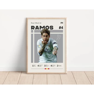 Pôster Sergio Ramos , Real Madrid , Tela De Futebol Impressão , Esportivo , Presente Para Fã , Arte De Parede