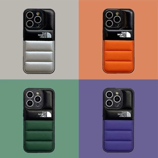 【North Face 】 Color Capa Para iPhone 15 Pro Max 15 Plus 11 12 13 14 Feather Fiber Anti-Queda 3D Soft Puffer Cover