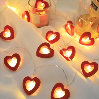 10/20 Luzes LED De Cordas De Coração De Madeira Quente Decorativas Para O Dia Dos Namorados Festa De Aniversário De Casamento No Jardim Decoração Da