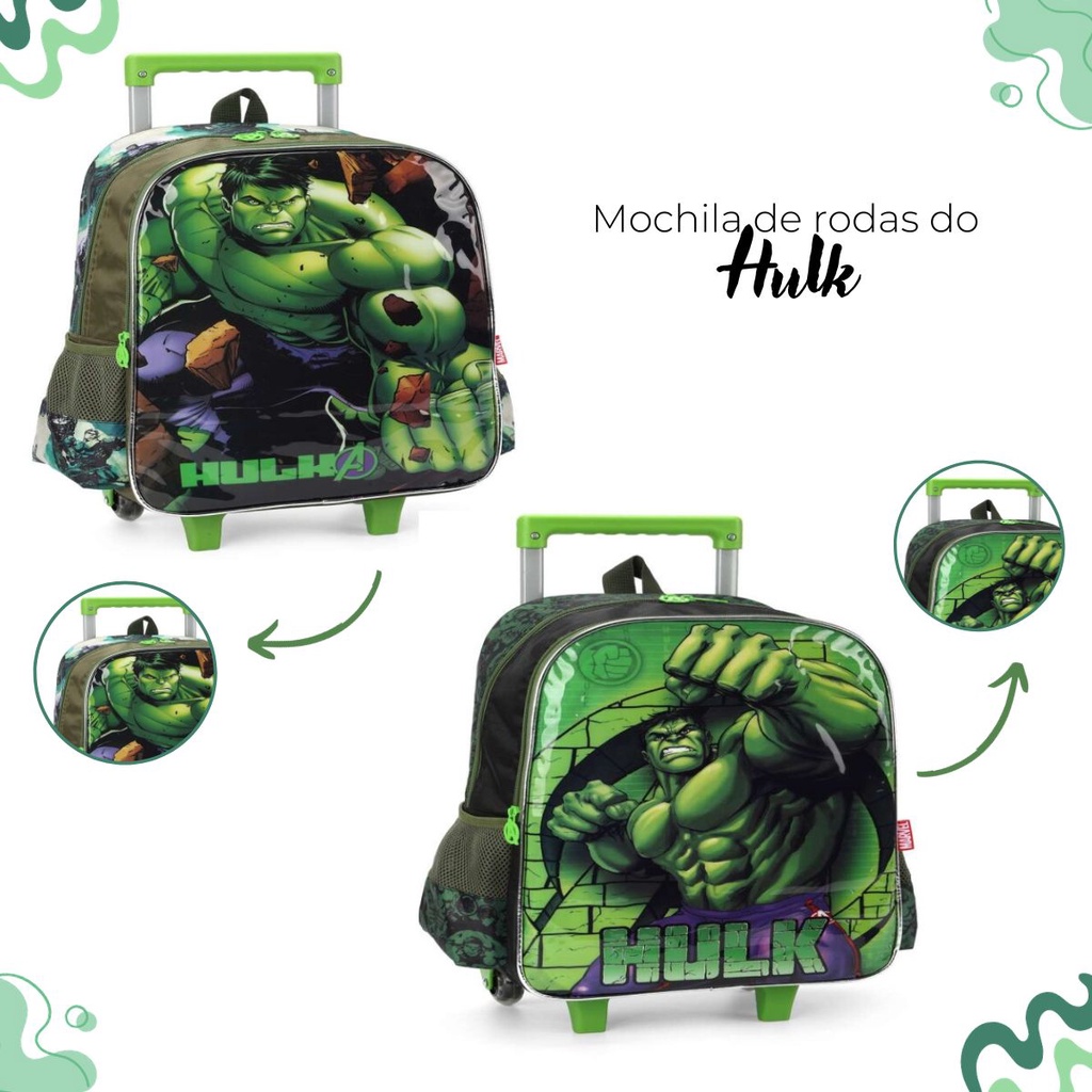 Mochila Escolar de Rodinhas Hulk Marvel - Luxcel
