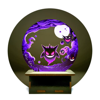 Mini Luminária Gengar Pokémon Colorida UV