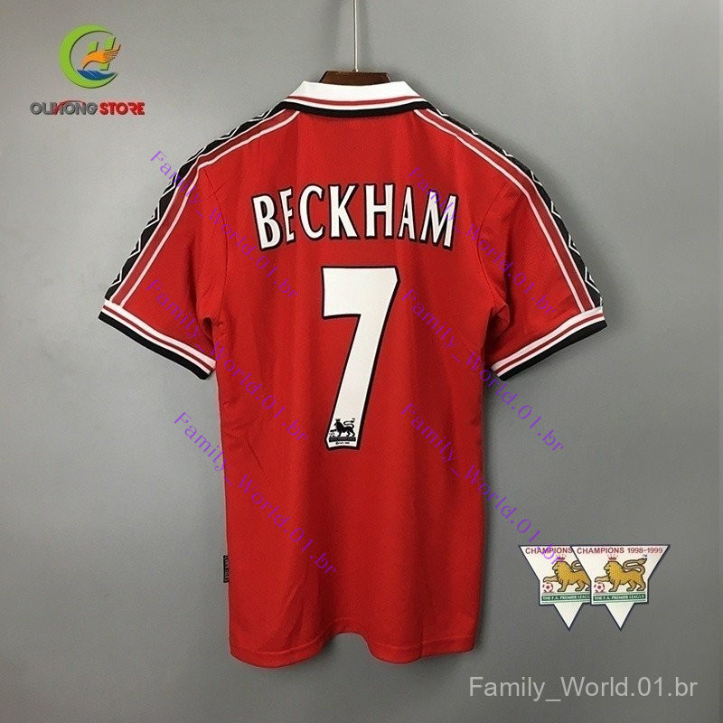 Retro 98-99 Manchester United Campeão Jersey 7 Beckham 11