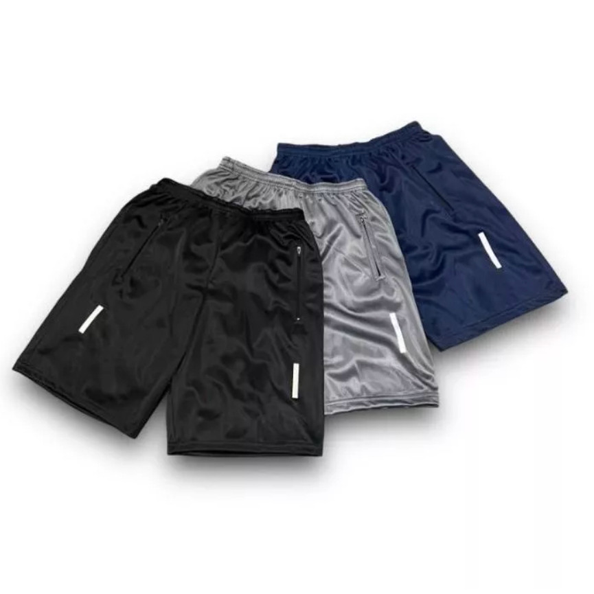 Kit 3 Shorts Bermuda Dry Fit Esportiva Treino Com Ziper no Bolso - tecido premium