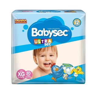 Fralda Descartável Babysec Ultra Sec Galinha Pintadinha Jumbo Tamanho XG - 8 Pacotes com 20 Fraldas - Total 160 Tiras