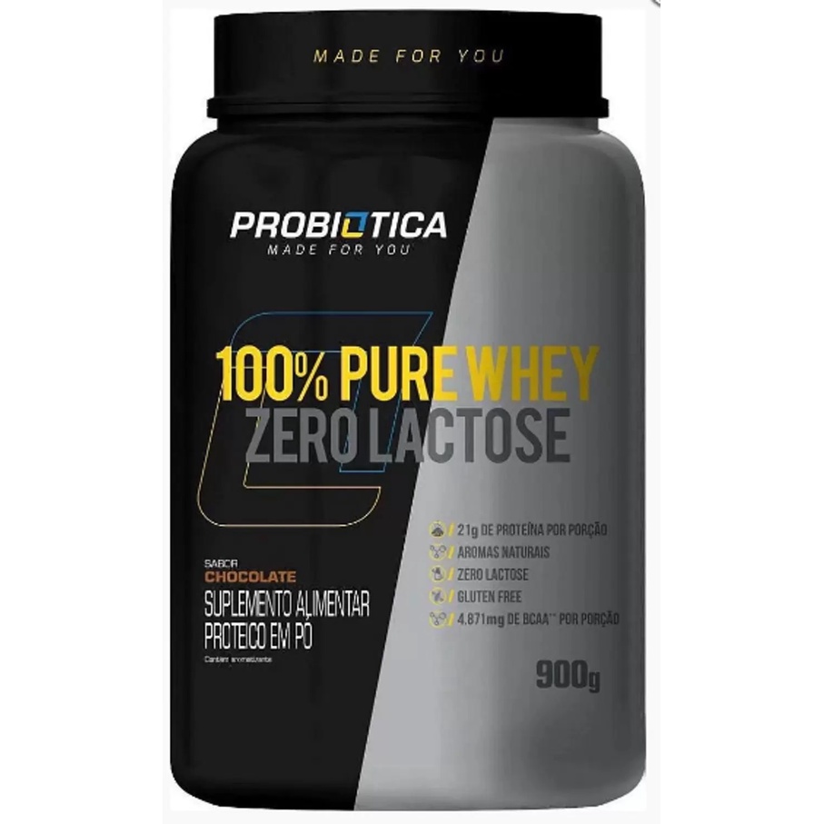100% Pure Whey Zero Lactose (900g) Probiótica – Chocolate