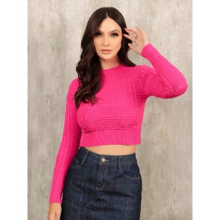 Blusa Cropped Trico Modal Manga Longa MODA 2023