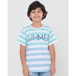 Camiseta Infantil Estampa Listrada Branco