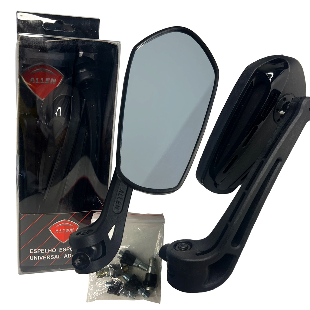 Par de Espelho Retrovisor Universal Esportivo com Adaptador para todas Motos