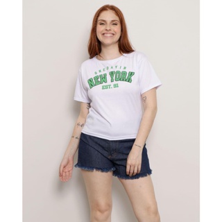 Camiseta Feminina Manga Curta Mullet New York Branca