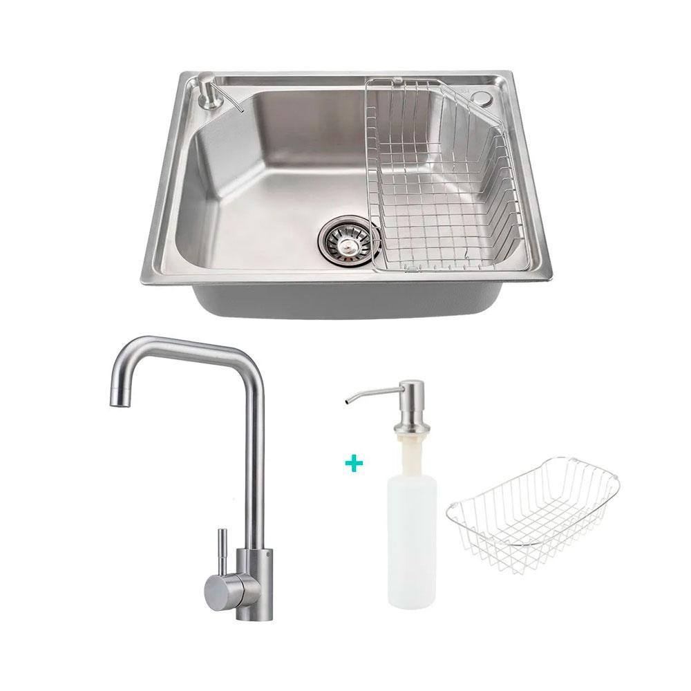Cuba para cozinha gourmet com acessórios Guarani e Torneira misturador monocomando inox Paraíba Pingoo