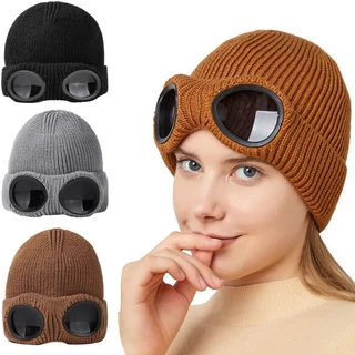 2023 Novo Outono e Inverno Malha Chapéu De Lã Masculino e Feminino Pilotos Óculos All-Match Fashionmonger Beanie Hat