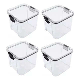 Kit Pote Hermético Quadrado Empilhável Cozinha 710ml Cada