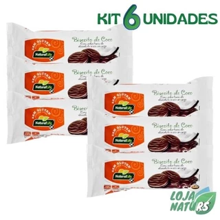 KIT 6 Unidades Biscoito Sabor Coco Coberto com Chocolate Sem Glúten 140g - Natural Life